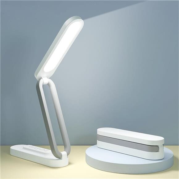 LED Desk Lamp Rechargeable Battery Operated Foldable Portable Dimmable White - Picture 1 of 7